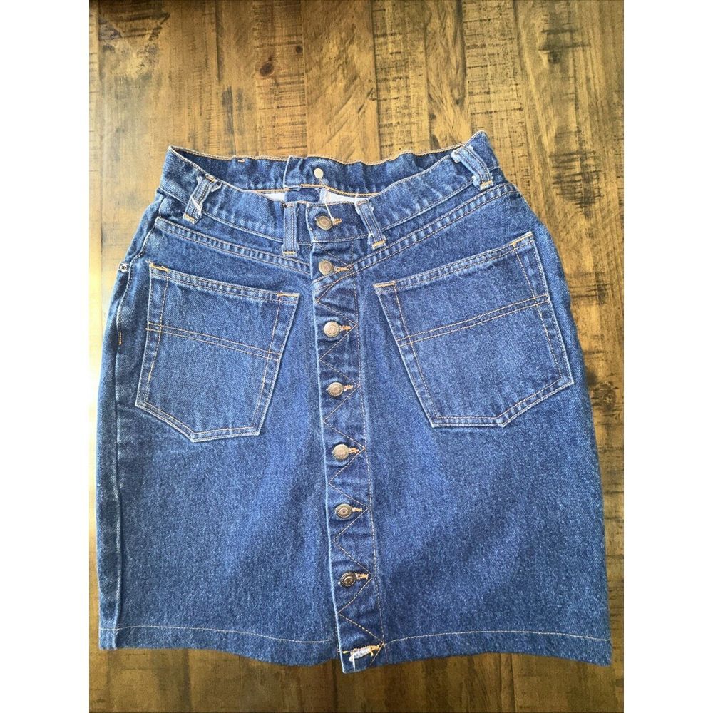 Vintage Most Unusual Denim Skirt, Wear In‎ Reverse?, Buttons, Zip- (SO31)